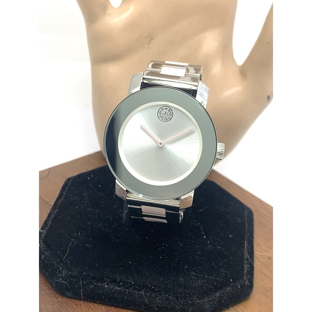 Movado Women's Watch 3600702 Bold Swiss Quartz Silver Steel Pink Ceramic 36mm